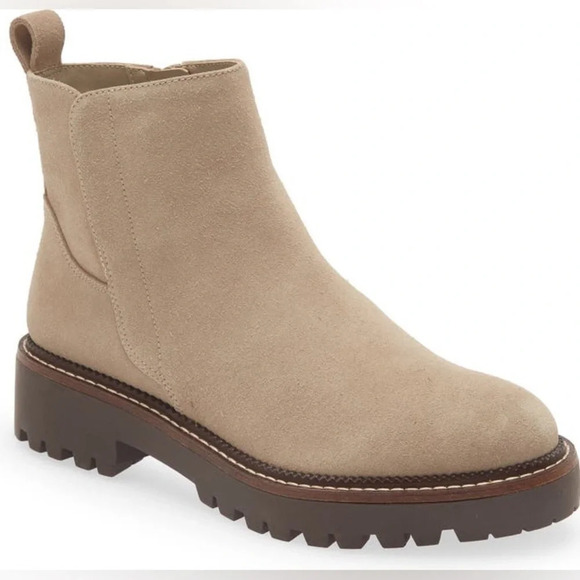 Nordstroms Sz 11 Miller Water Resistant Boot Beige Taupe Suede Ankle Booties NWT - Picture 1 of 16